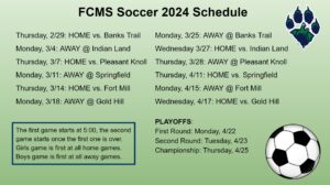 FCMS Soccer Schedule