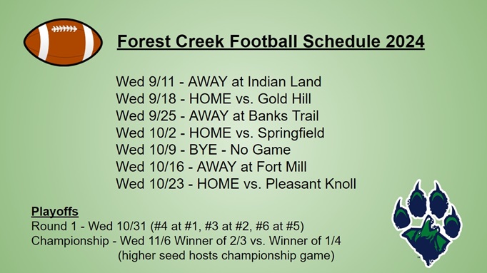 Forest Creek Football Schedule