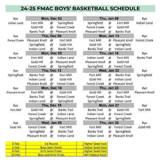 boys schedule