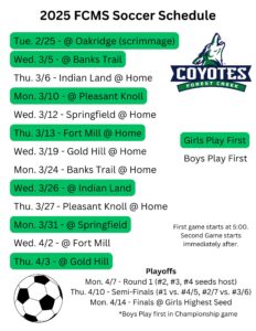 2025 FCMS Soccer Schedule