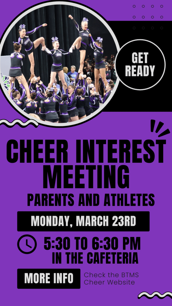 cheer interest meeting on Monday March 23 at 5:00