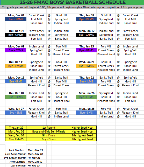 2025-26 Boys Basketball Schedule