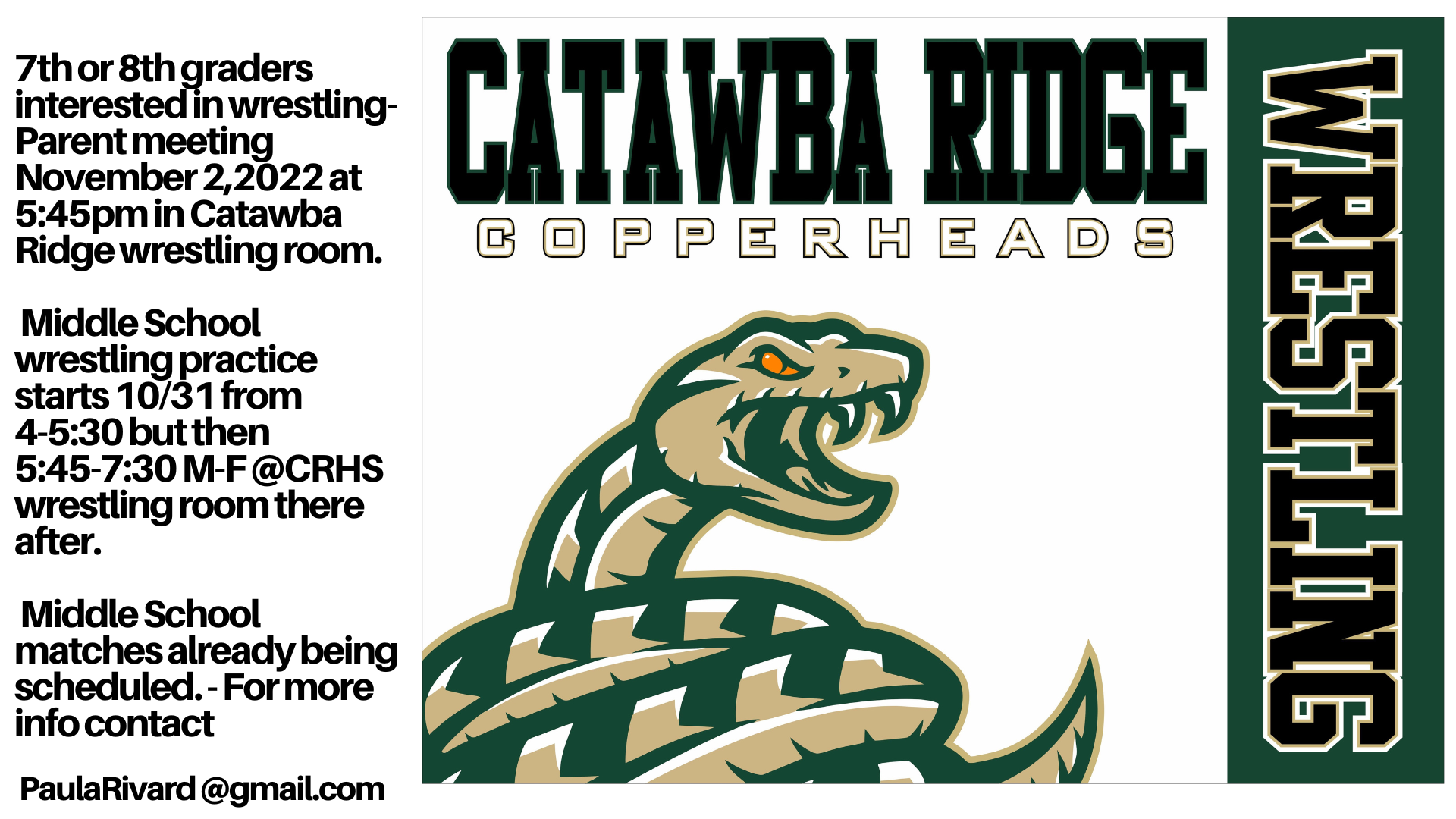Catawba Ridge Wrestling Information