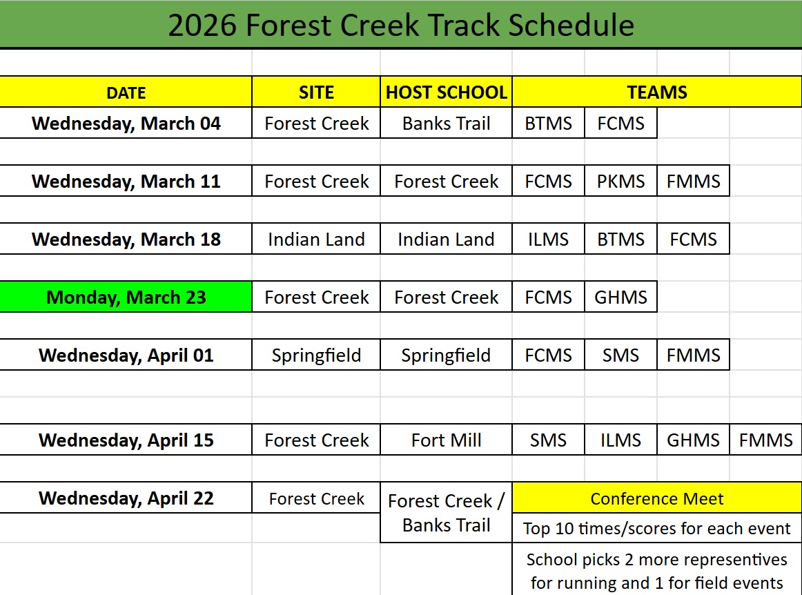 track schedule