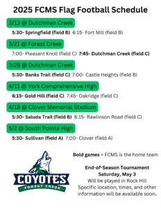 flag football schedule