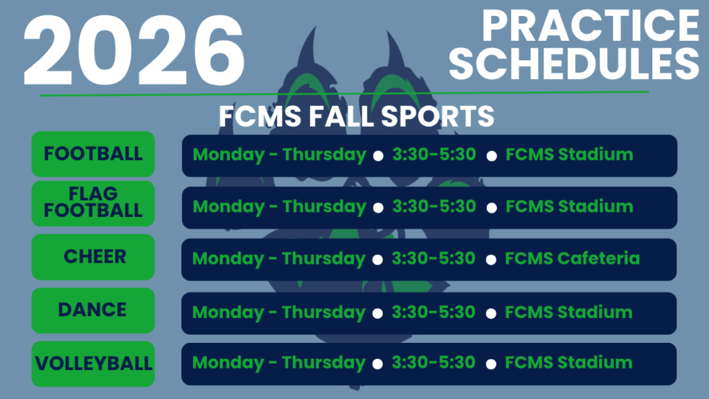 2026 FCMS Fall Sports Practice Schedules