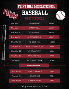 Flint Hill Baseball Schedule