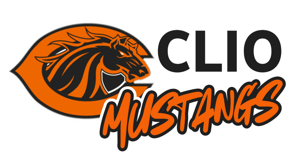 Clio logo with text "Clio Mustangs"