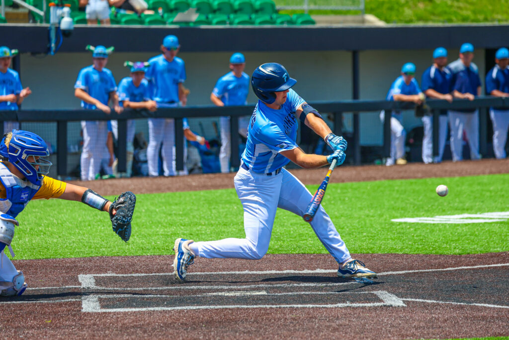 Frankfort baseball player swings the bat.