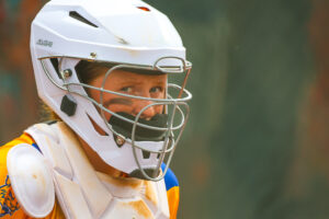 Catcher looking at the camera.