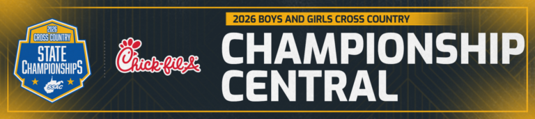 A banner ad that has the WVSSAC Cross Country Championship logo, the Chick-fil-A logo, the words Championship Central and 2026 Cross Country on it.