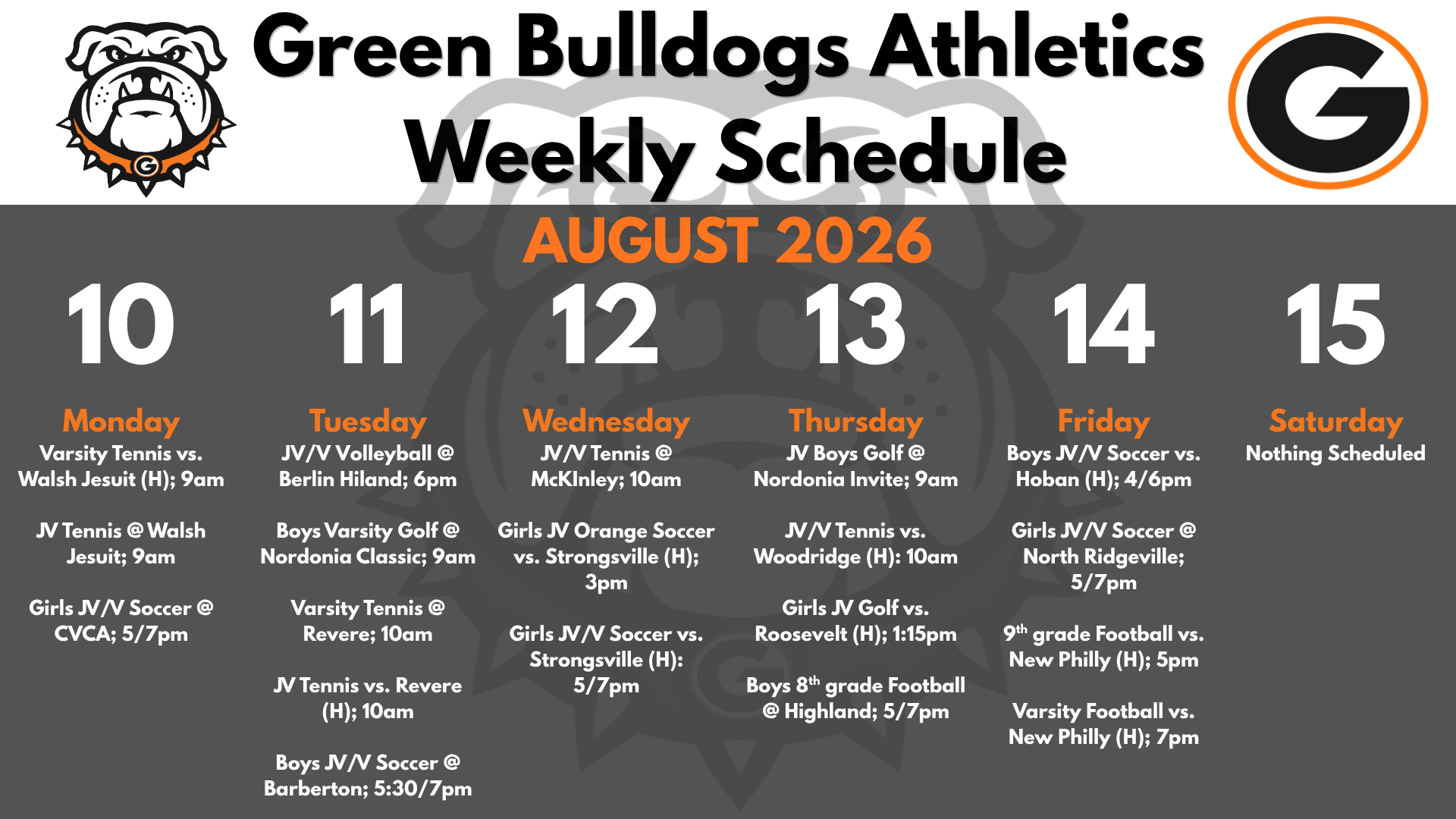 Weekly Schedule
