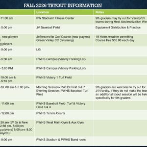 2026 fall tryout information