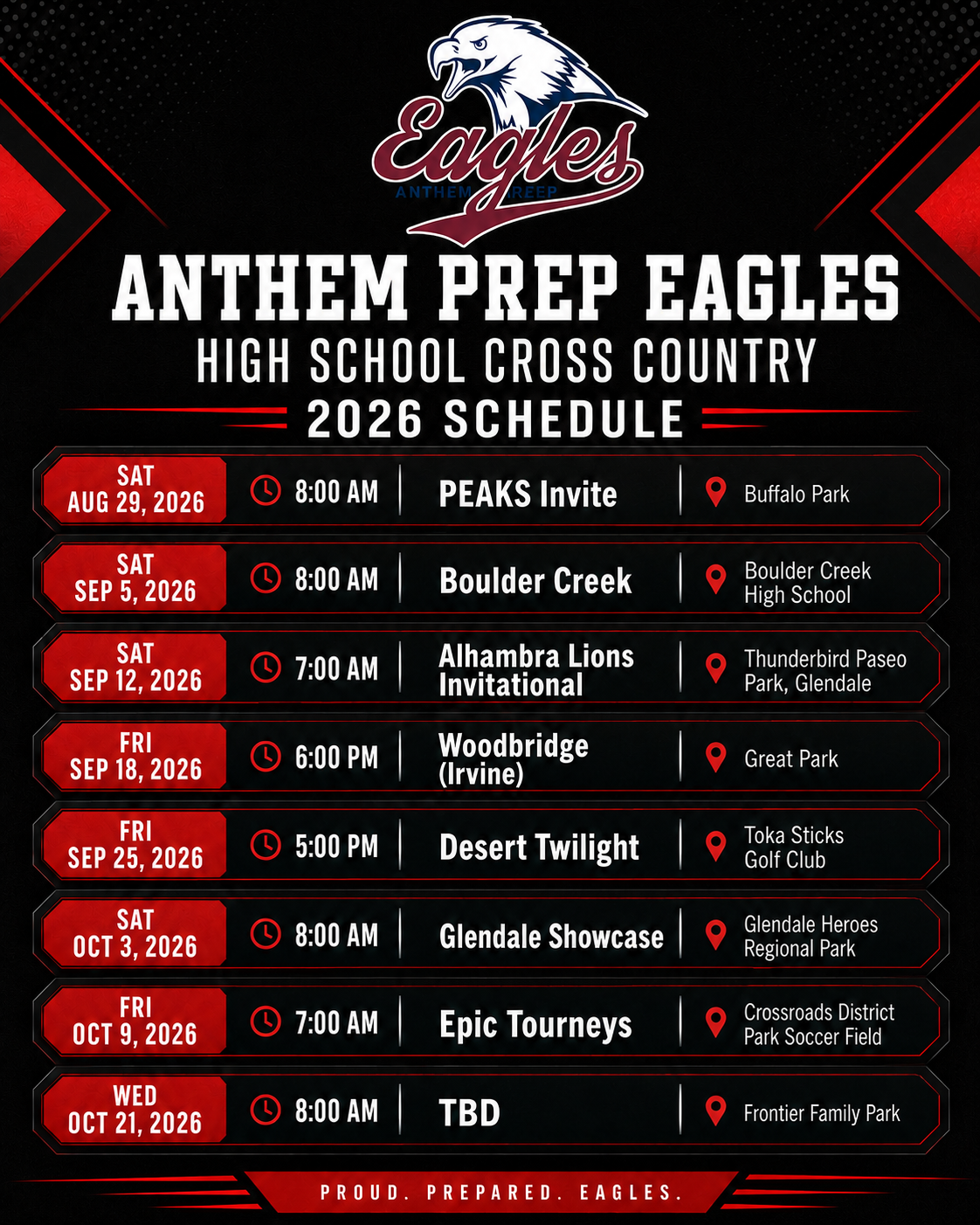 cross country schedule