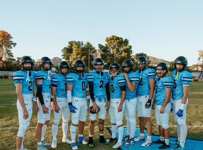 Veritas football team on the field