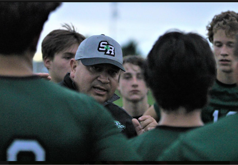 Photo of Tim Cook speaking to his student-athletes.