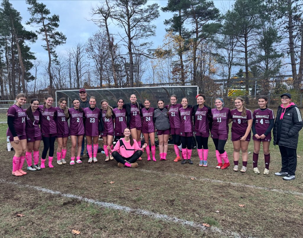 Harrisville girls varsity soccer group photo at pink game