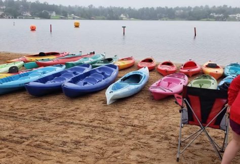 Kayaks in different colors