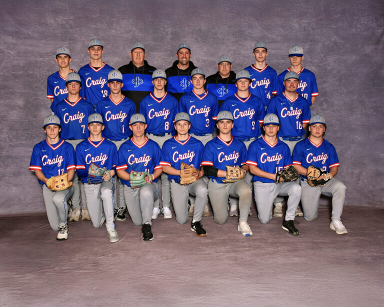 varsity baseball team in blue uniform