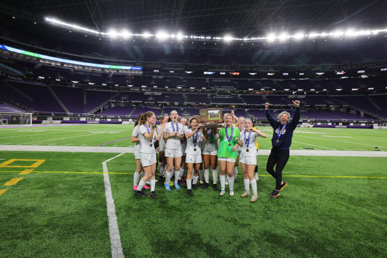 MINNEAPOLIS, MINNESOTA - NOVEMBER3: 1A Girls Soccer at US Bank Stadium on November 3, 2023 in Minneapolis, Minnesota.(Photo by Adam Bettcher/MSHSL)