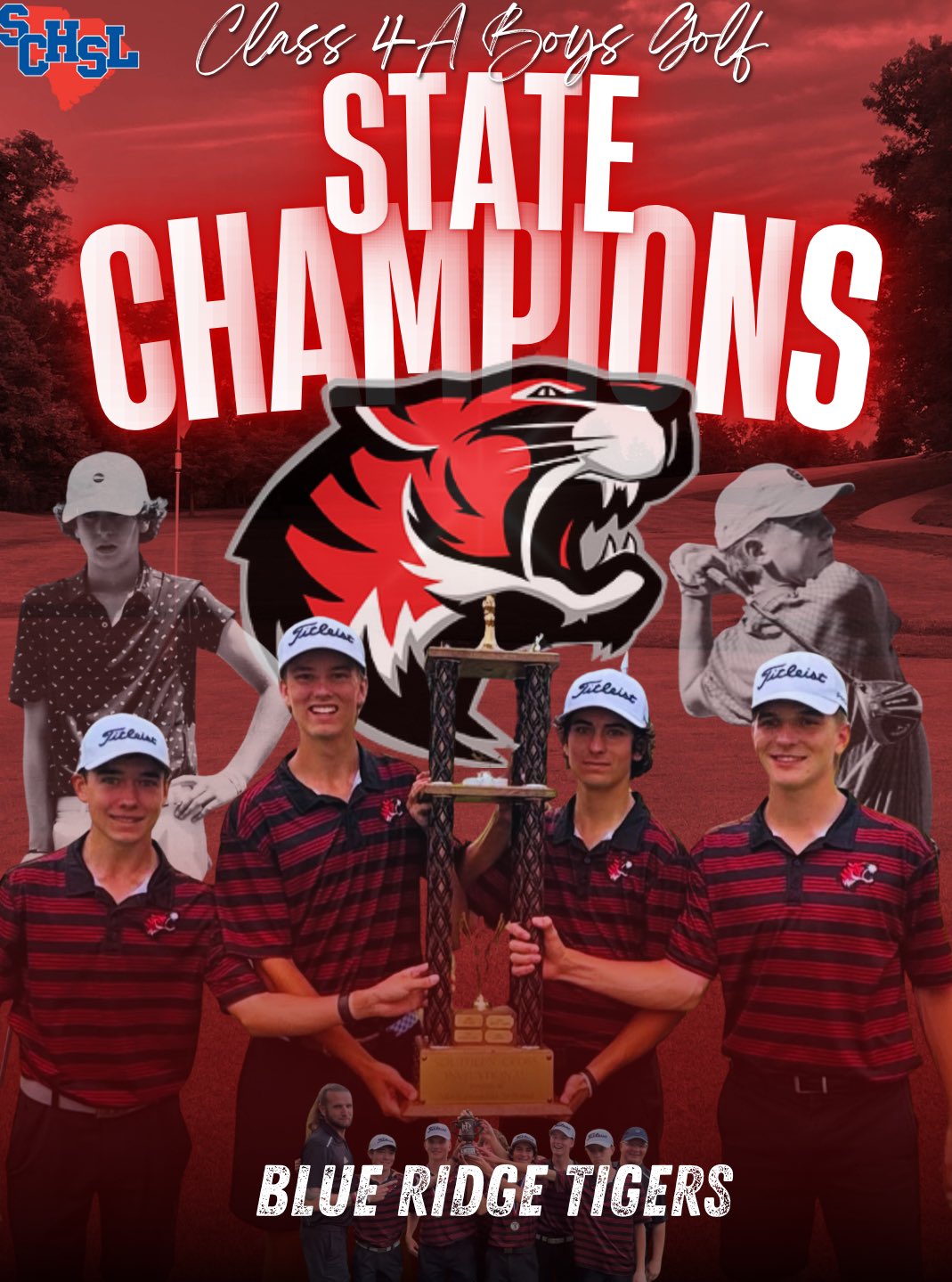 The 2025 SCHSL Boy’s Golf Playoffs concluded on May 20 at multiple golf courses around the state. 

1A
Dixie won the 1A SCHSL Boys Golf Championship.

2A
Philip Simmons won the 2A SCHSL Boys Golf Championship.

3A
Oceanside won the 3A SCHSL Boys Golf Championship.

4A
Blue Ridge won the 4A SCHSL Boys Golf Championship.

5A D-1
River Bluff won the 5A D-1 SCHSL Boys Golf Championship.

5A D-2
TL Hanna won the 5A D-2 SCHSL Boys Golf Championship.