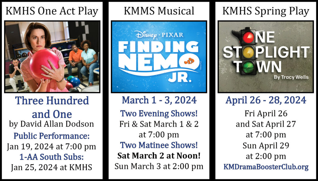 Drama business card with updated show info