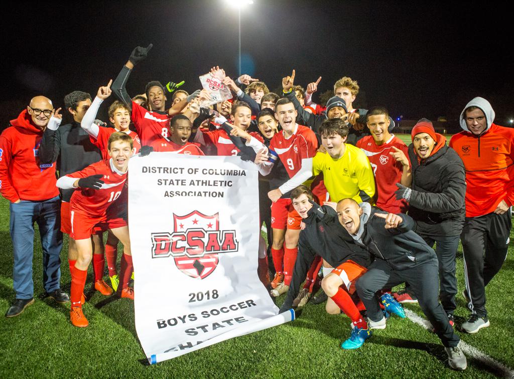 November 11, 2018: Action from Wilson vs. St. Johns - 2018 DCSAA Boys Soccer Championship at Catholic University of America in Washington, D.C.. Cory Royster / Cory F. Royster Photography