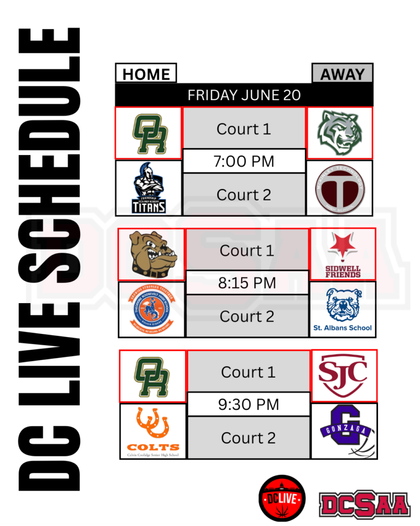 DC LIVE SCHEDULE - DAY 1 - FRIDAY JUNE 20