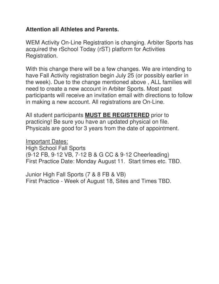 New Activities Registration
