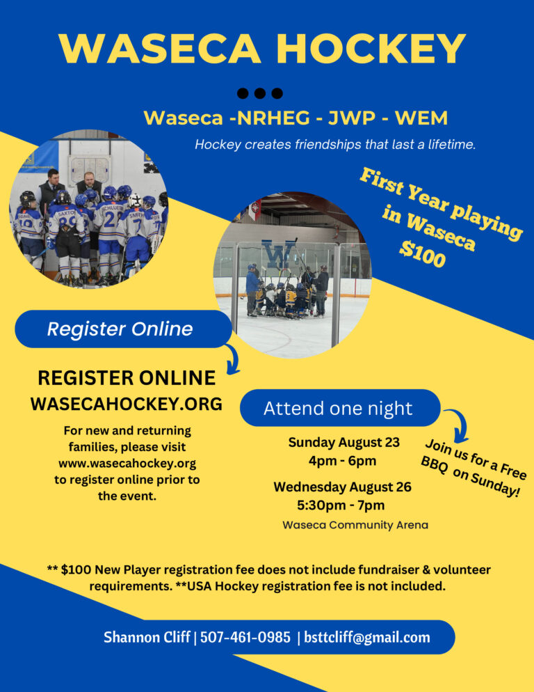 Waseca Hockey Association registration Flyer