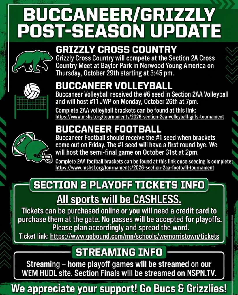 Bucs post Season Updates