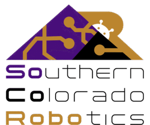 Abstract logo on a black background featuring a stylized robot partially hidden by a purple and gold circuit-like triangle. The words "So Robo" are below.