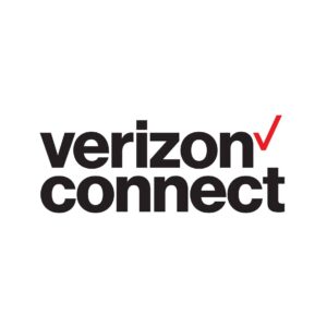 "Verizon Connect logo in bold black text on white background, featuring a red checkmark above the letter 'n'. Clean and modern design."